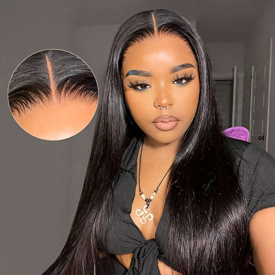 Glueless Wig Ready And Go Silky Straight Human Hair Preplucked 4X4 HD Transparent Lace Closure Wigs With Pre Cut Lace