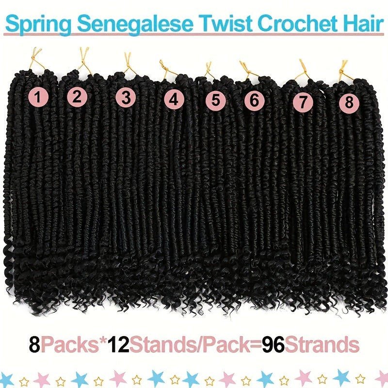 12 Inch Spring Senegalese 8 Packs Twist Crochet Hair Extensions  Water Wave Crochet Braiding Hair For All Women With Look And Feel